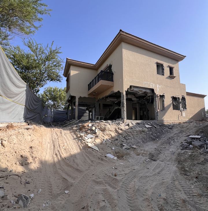 A Dubai villa part-way through a major renovation, with internal walls removed